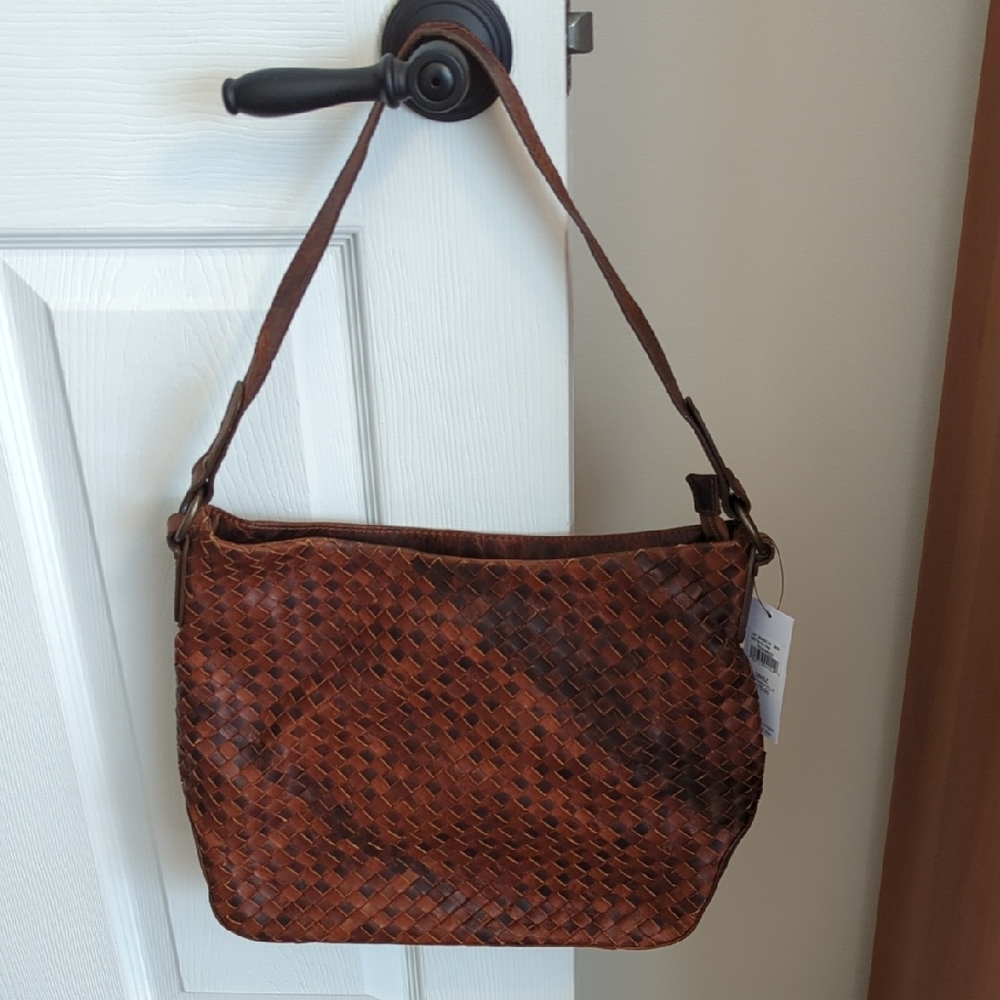 Wilsons Leather Rich Brown Woven Shoulder Bag